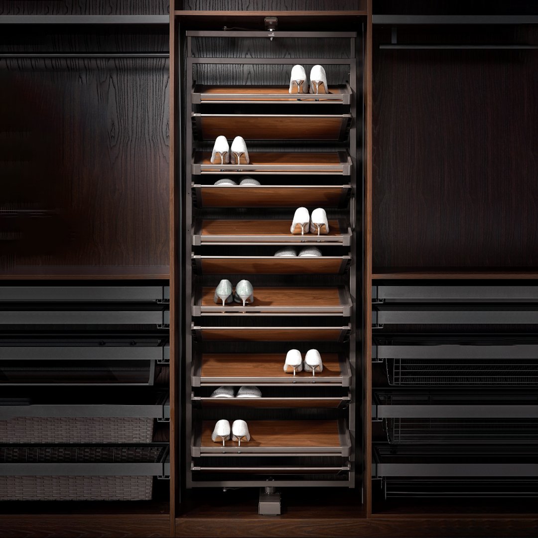 Rotating Shoe Rack 4 Shelves Mocha