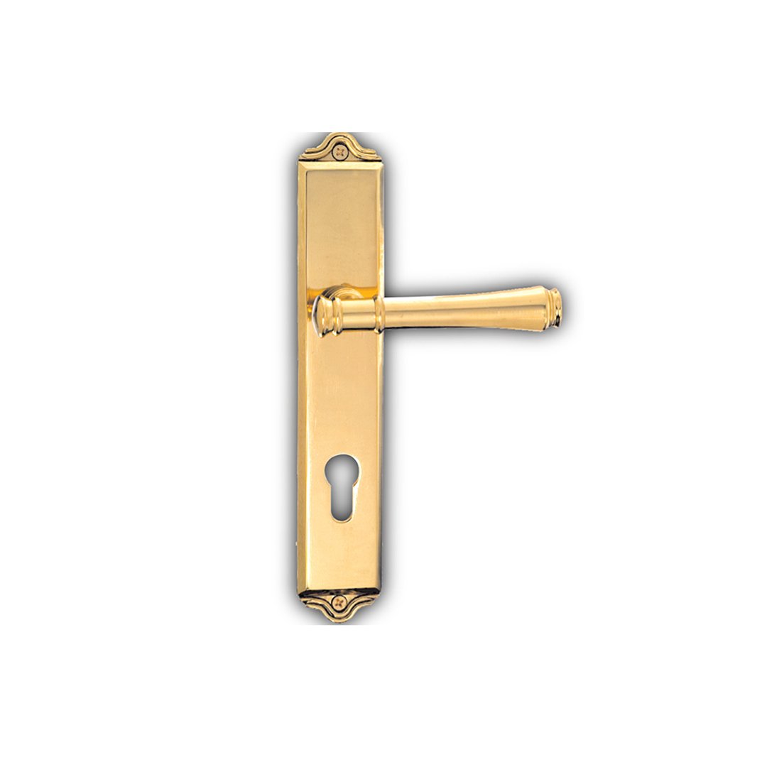 Escort On Plate Brass Mortise Lever Handle